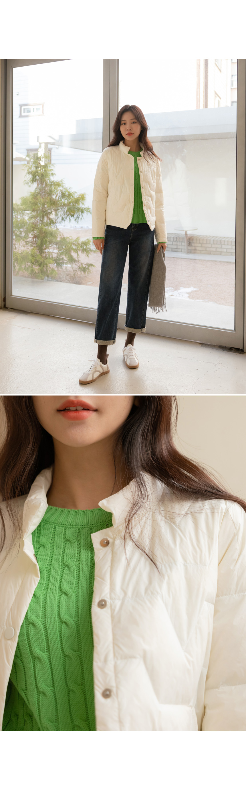 YE JIN / YELLOW GREEN color, ROUND neck, FREE size
