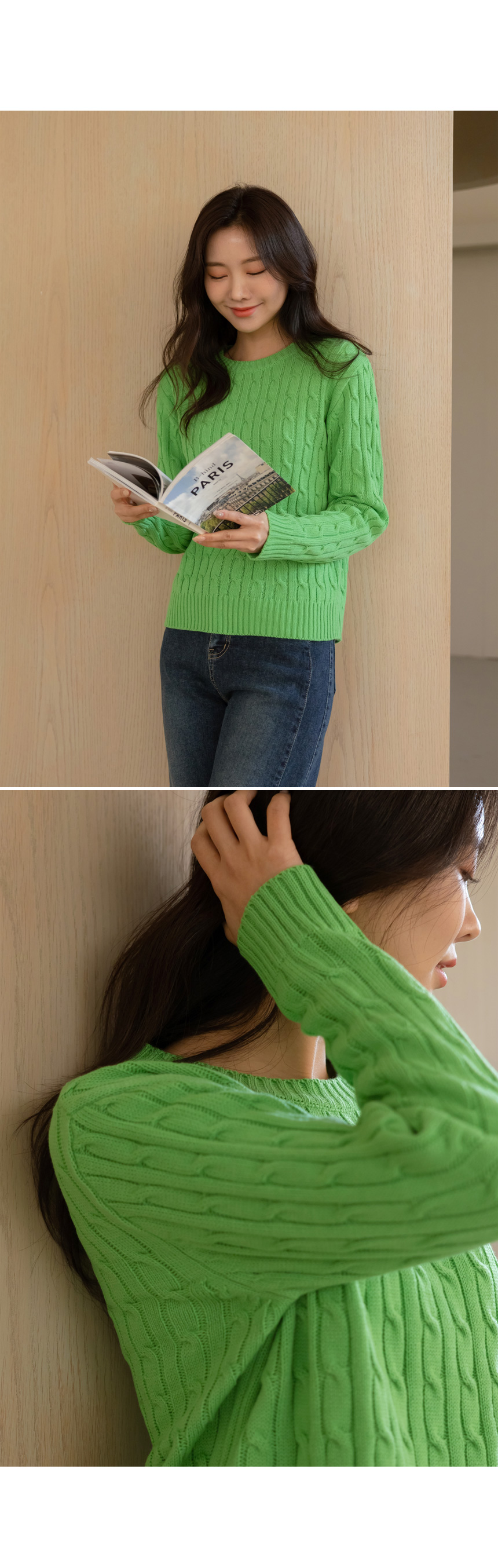 YE JIN / YELLOW GREEN color, ROUND neck, FREE size